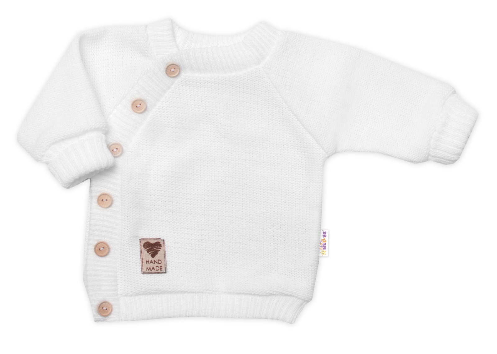 Detský pletený svetrík s gombíkmi, zap. bokom, Handmade Baby Nellys, biely, veľ. 80/86