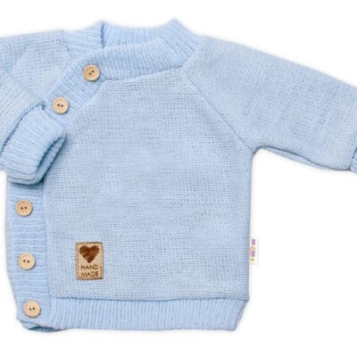 Detský pletený svetrík s gombíkmi, zap. bokom, Handmade Baby Nellys, modrý, veľ. 68/74