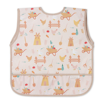 Detský podbradník, zásterka s vreckom Farmár, béžová