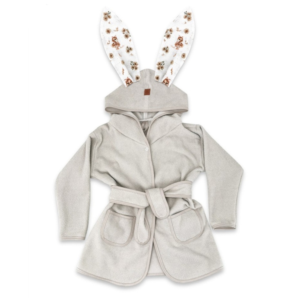 Detský termožupan s uškami Kačičky - biela, béžová