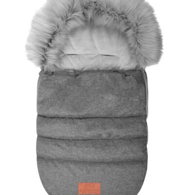 Detský zimný fusak s kožušinkou 90 x 50 cm, nepremokavý, šedý