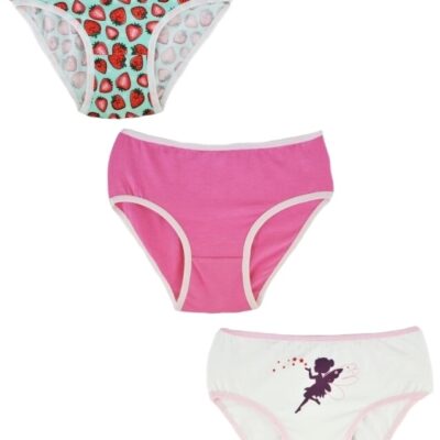 Dievčenské bavlnené nohavičky, Strawberry- 3ks v balení, ružová/biela/mätová, veľ. 134/140