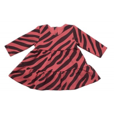 Dievčenské bavlnené šaty Mrofi, Helen - tehlovo červená s čiernymi pruhmi