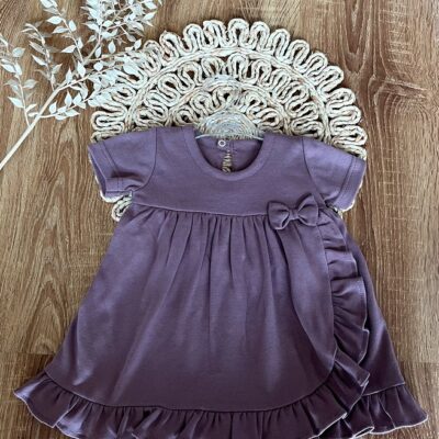Dievčenské šaty s volánikmi, kr. rukáv, Mamatti, Puntík, slivková, veľ. 86