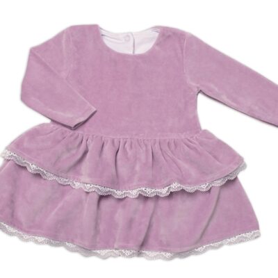 Dievčenské velúrové šaty Olivie s čipkou Mrofi, lila, veľ. 92