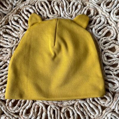 Dojčenská čiapočka s uškami Mamatti, Balón - horčicová, veľ. 62