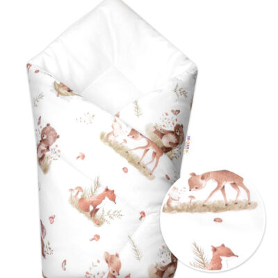 Dojčenská Zavinovačka klasik Roztomilé zvieratká, biela/hnedá