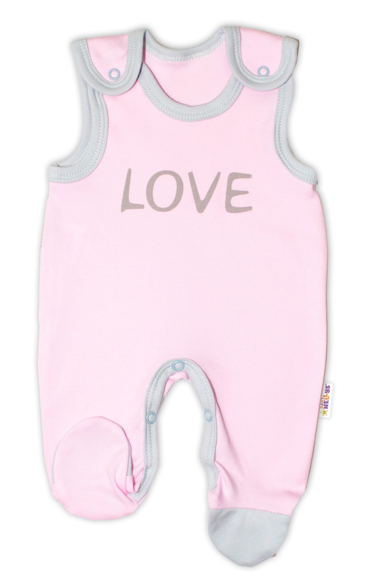 Dojčenské bavlnené dupačky Baby Nellys, Love - ružové, veľ. 74