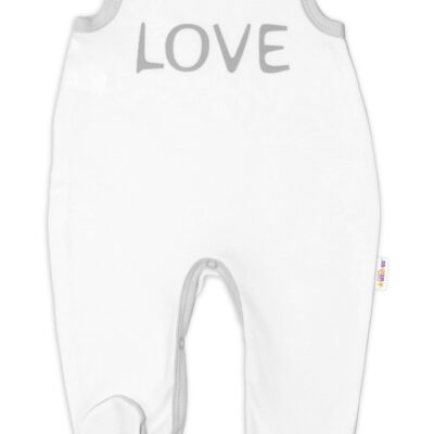 Dojčenské bavlnené dupačky Love - biele, veľ. 62