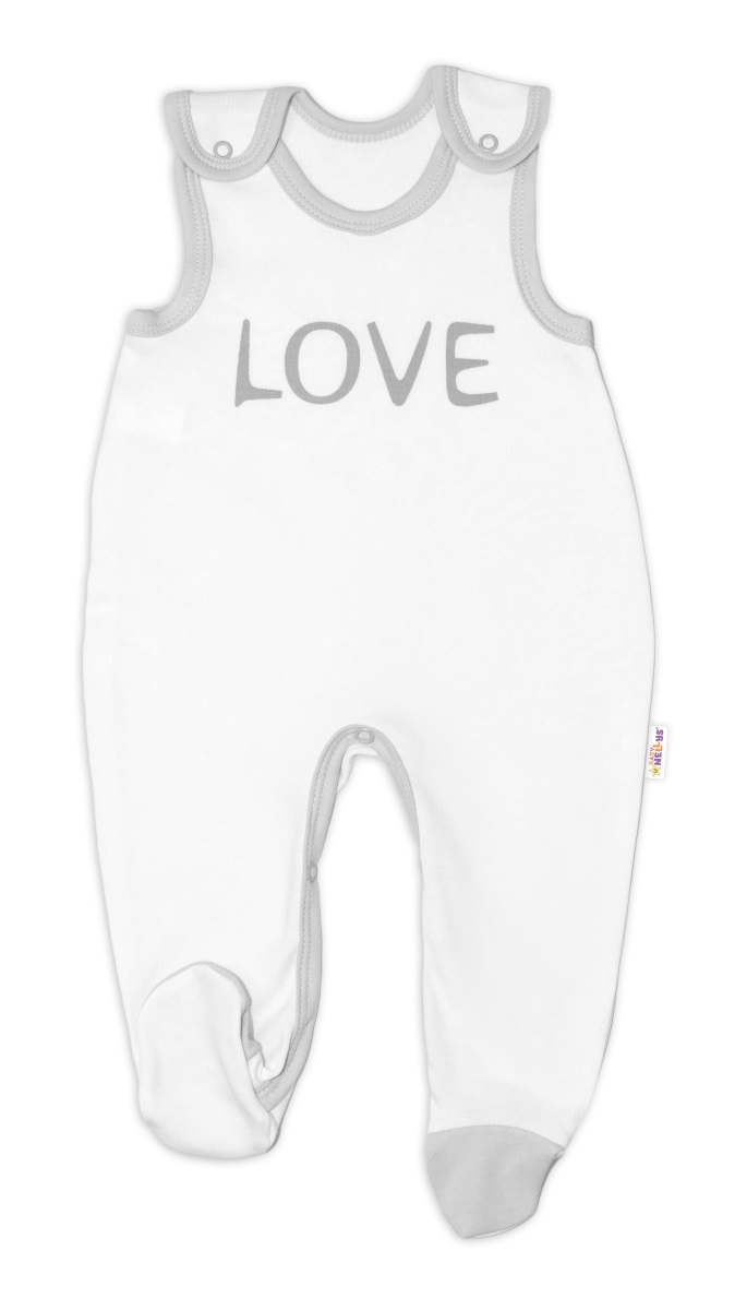 Dojčenské bavlnené dupačky Love - biele