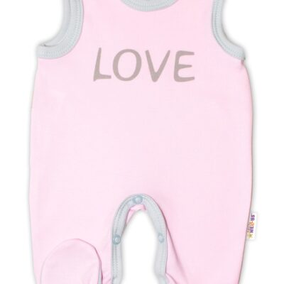 Dojčenské bavlnené dupačky Love - ružové, veľ. 62