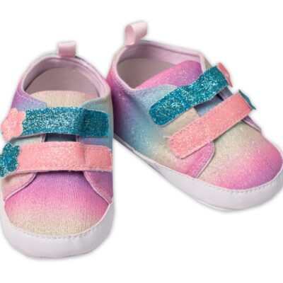 Dojčenské capáčky, balerínky YO! s trblietkami na suchý zips, neónové, veľ. 9-15 m