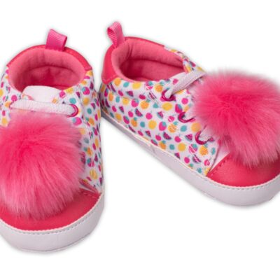 Dojčenské capáčky, topánočky Girl YO! s chlpáčkovou bambulkou, ružové, veľ. 9-15 m