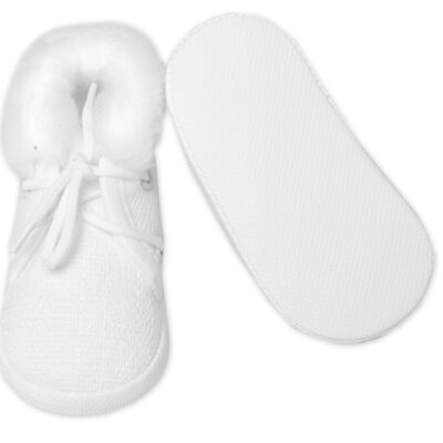 Dojčenské capáčky/topánočky na šnurovanie s kožúškom, Baby Nellys, biele