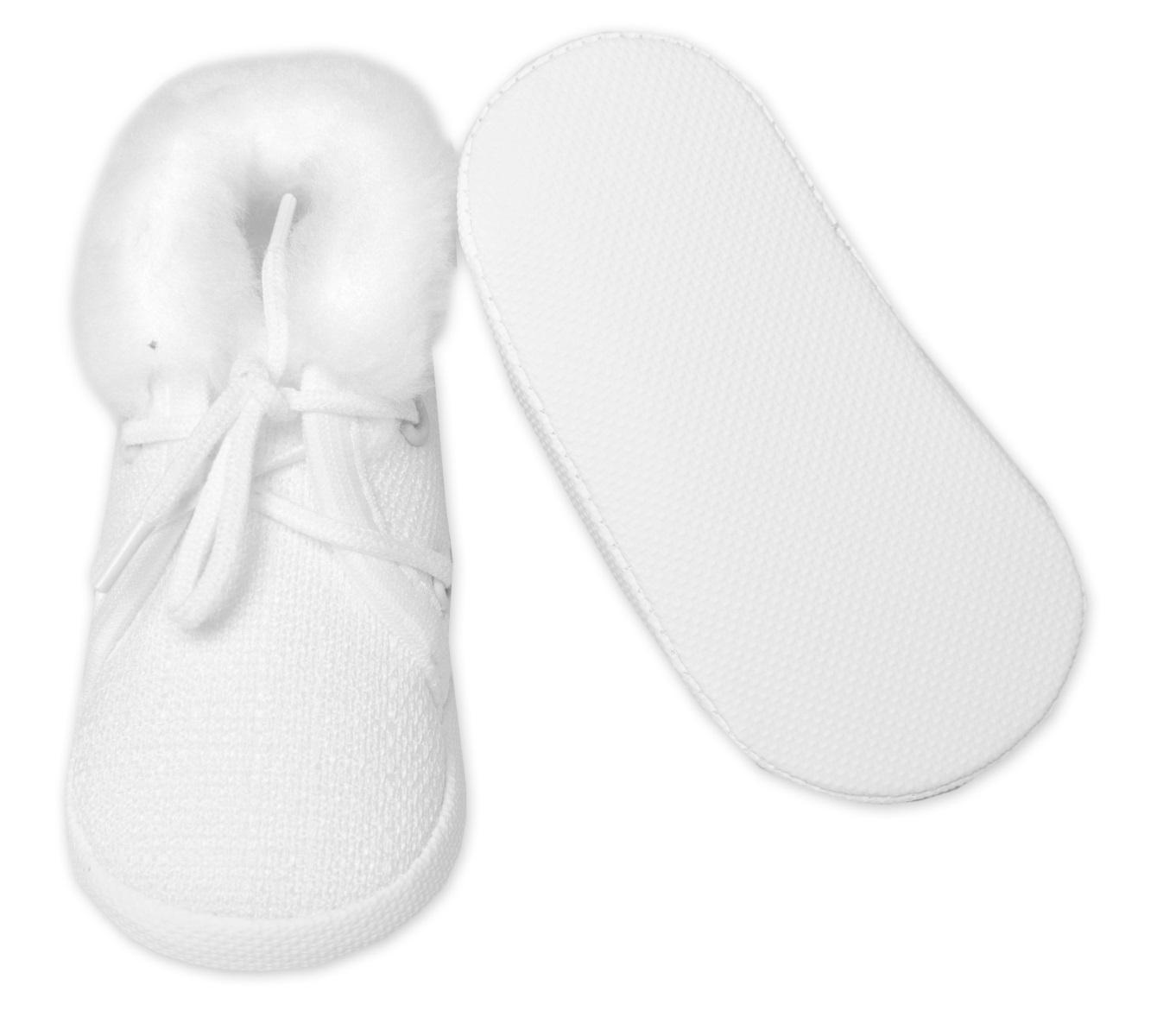 Dojčenské capáčky/topánočky na šnurovanie s kožúškom, Baby Nellys, biele