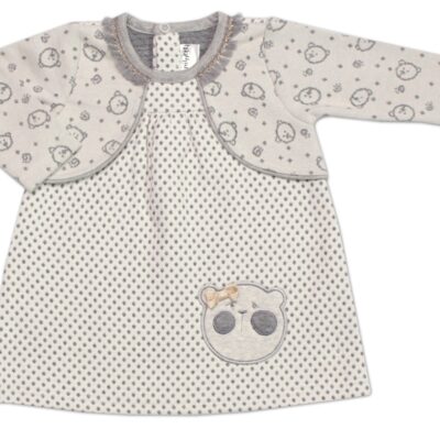 Dojčenské šatôčky s bolerkom Lovely Teddy, Minetti - ecru/sivé