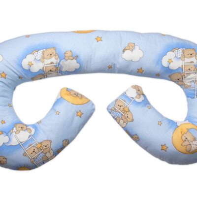 Dojčiace vankúš/relax. poduška MAXI, Medvedík na rebríku, modrý