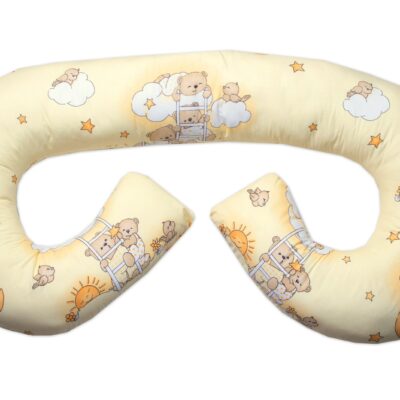 Dojčiace vankúš/relax. poduška MAXI,  Medvedík na rebríku, žltý