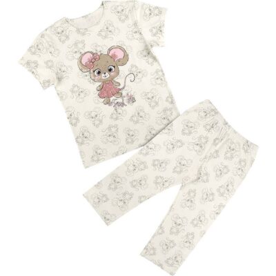 Donella Dievčenské bavl. pyžamko, kr. rukáv + 3/4 kalhoty, Baby Find Me - krémové, 134/140