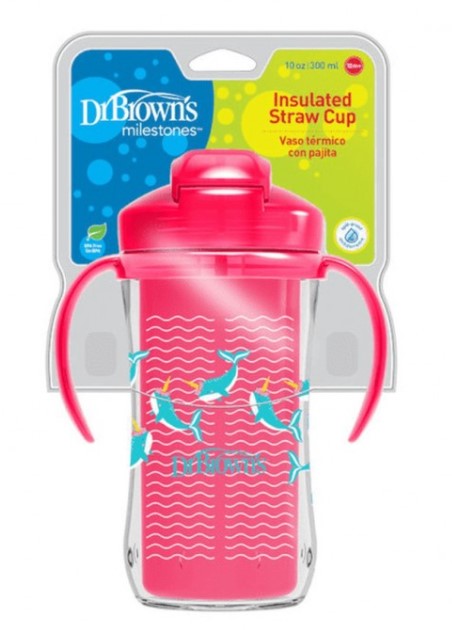 Dr.Browns: Termo hrnček Straw Cup 300ml (ružový)