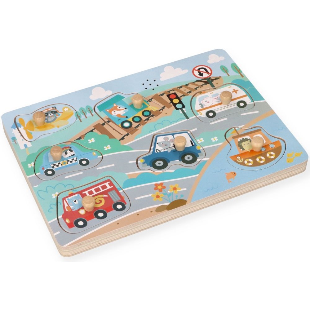 Drevená aktívna vkladačka so zvukmi, Dopravné prostriedky, prírodné – Obrázok 6