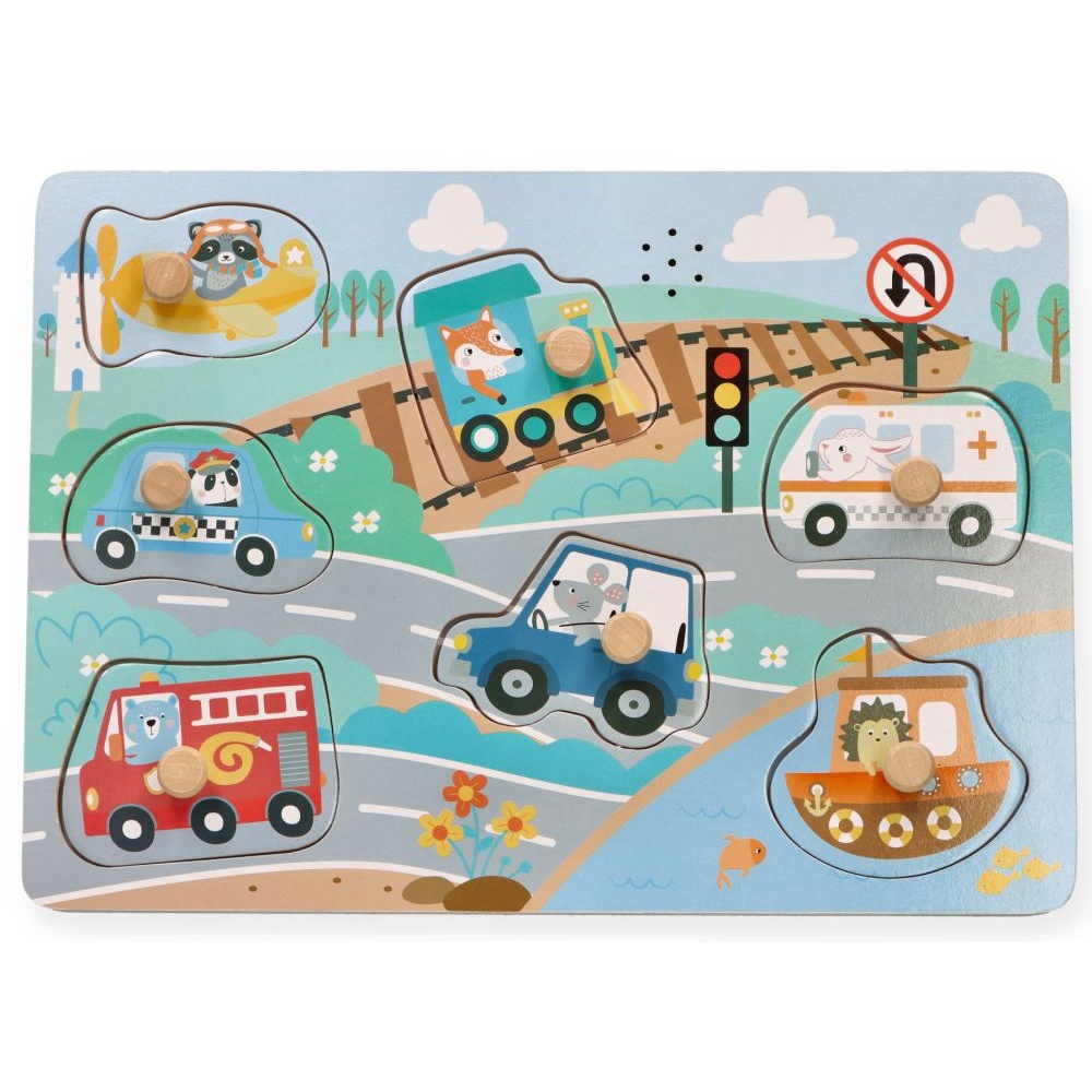 Drevená aktívna vkladačka so zvukmi, Dopravné prostriedky, prírodné – Obrázok 9