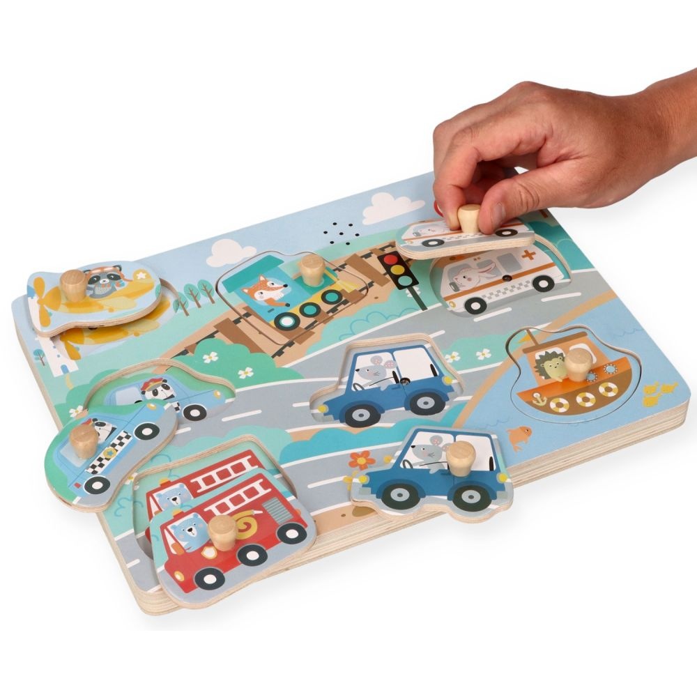 Drevená aktívna vkladačka so zvukmi, Dopravné prostriedky, prírodné – Obrázok 10