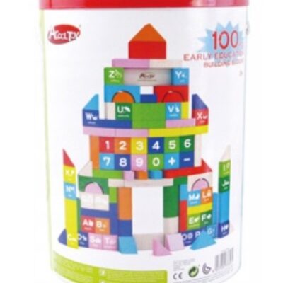 Drevené kocky vo vedierku (číslica, 100ks)