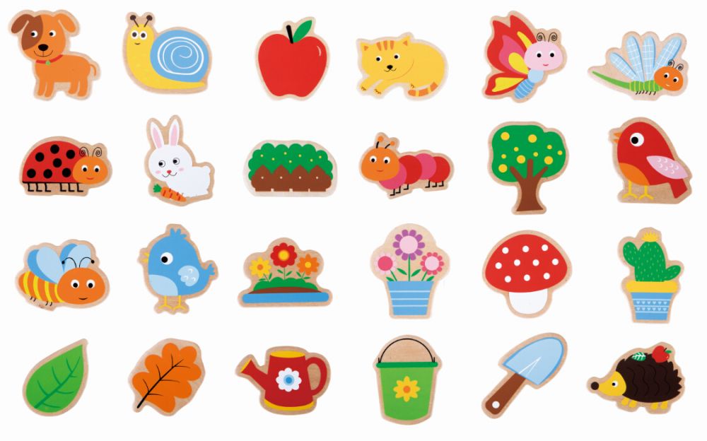 Drevené magnetky: Záhradka