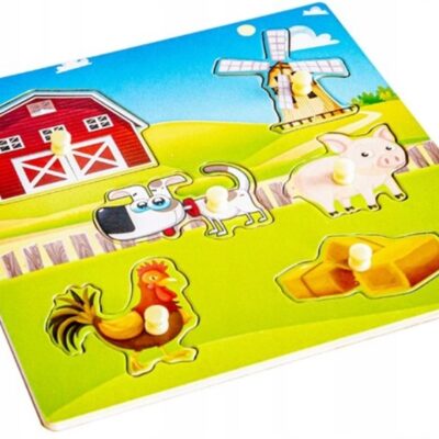Drevené zábavné, vkladacie puzzle Tulimi - Farma - 6 dielikov