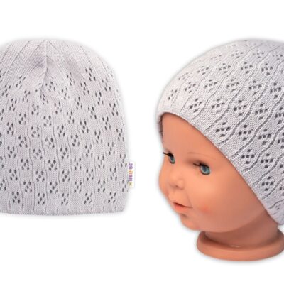 Dvojvrstvová ažúrková čiapka, bavlna, Baby Nellys - sivá