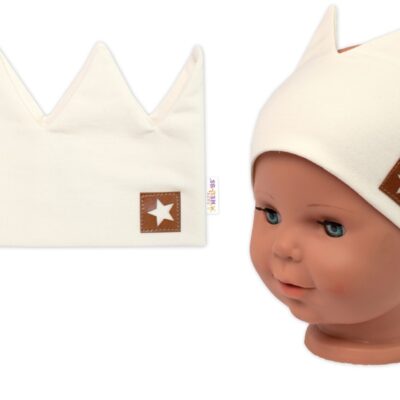 Dvojvrstvová čelenka, Baby Nellys Hand Made, bavlna, Korunka STAR - smotanová, 104/116