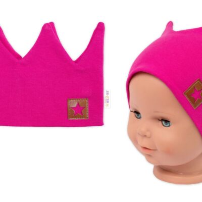 Dvojvrstvová čelenka, Hand Made, bavlna, Korunka STAR - malinová, 80/98