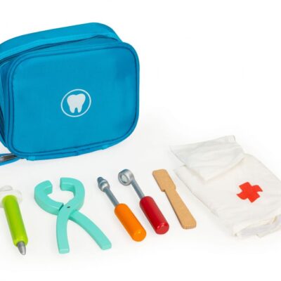 Eco Toys: 7-dielna drevená zubárska sada s taškou