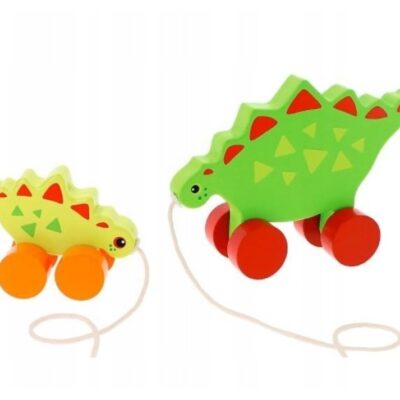 Edukačná drevená ťahacia hračka 2 Dinosaury Trefl, zelená