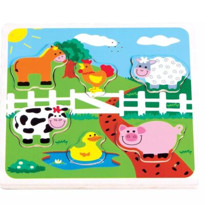 Edukačná drevená vkladačka so zvukmi, Farma