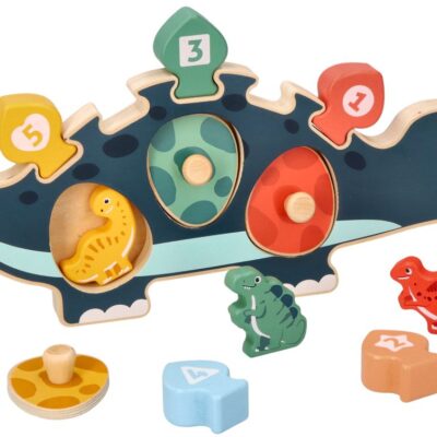 Edukačná hračka puzzle s číslami, Adam Toys , Dinosaurus mamička - modrý