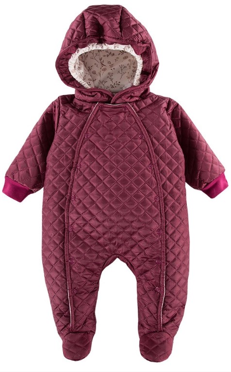 EEVI Detská prechodová, prešívaná kombinéza s kapucňou Bloom - bordó, veľ. 62