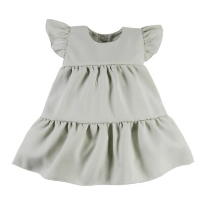 EEVI Dievčenské šaty s volánikmi Nature - khaki, veľ. 104