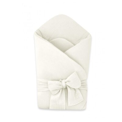 Elegantná mušelínová zavinovačka s viazaním Nature, 75x75 cm, smotanová