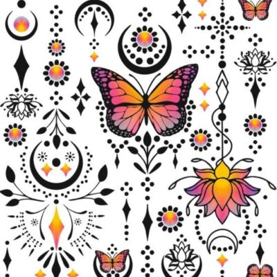 Farebná, veselá nažehlovačka Tulimi, Sunshine Butterflies - malý arch