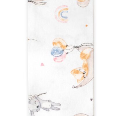 Flanelová plienka, 70x80 cm - Balónik a dúha, biela