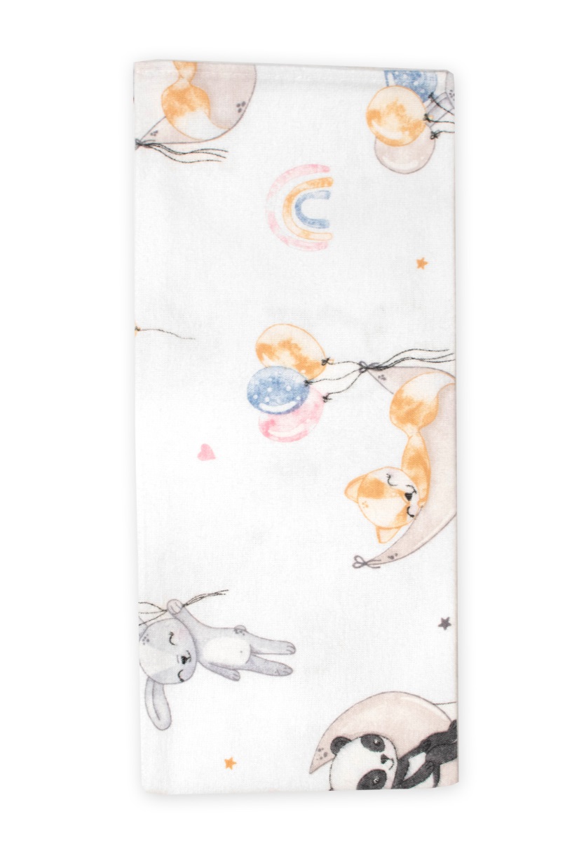 Flanelová plienka, 70x80 cm - Balónik a dúha, biela