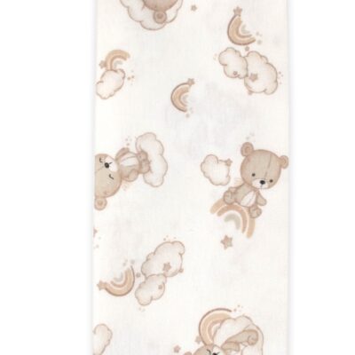 Flanelová plienka, 70x80 cm - Medvedík na mráčiku, biela/béžová