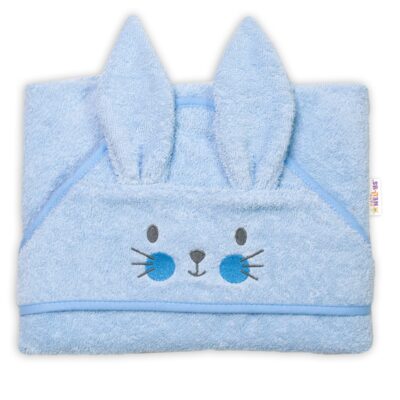Baby Nellys: Froté osuška s kapucňou Bunny (modrá)