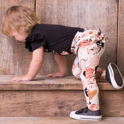 G-baby Bavlněné blegíny s volánikom, Kiss - smotanové