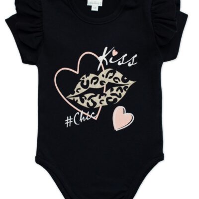 G-baby Dojčenské body s volánikom Kiss - čierne