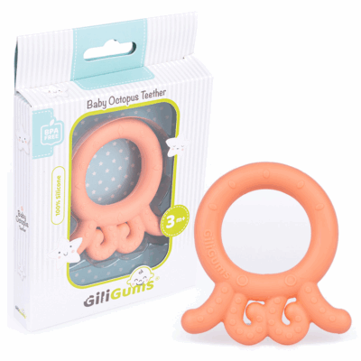 GiliGums: Hryzátko Baby Octopus Teether 3m+ (marhuľové)