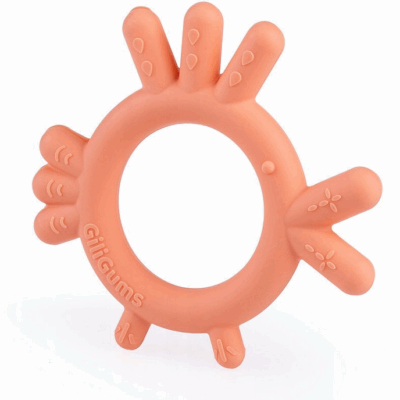 GiliGums: Detské hryzátko Chicken Teether 3m+ (marhuľové)