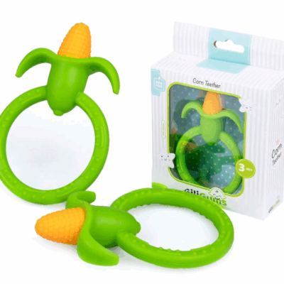 GiliGums: Detské hryzátko Corn Teether 3m+ (zelené, 1ks)